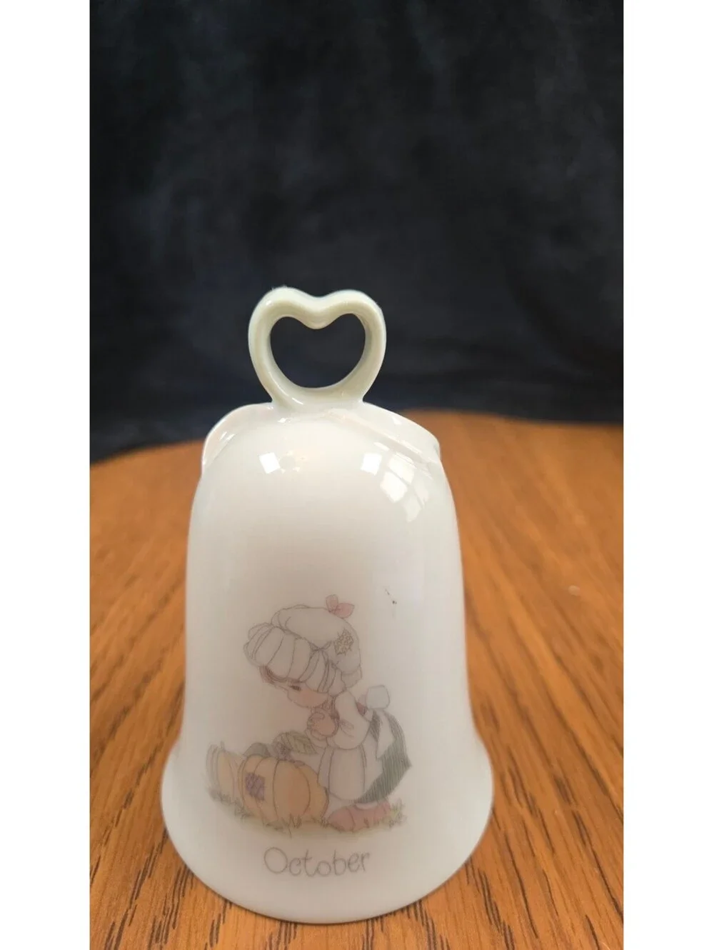 Precious Moments October Birthday Bell Figurine with Heart Handle
